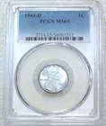 1943-D Lincoln Steel Cent PCGS MS65 Frosty Just Graded PQ New Holder #V345Z
