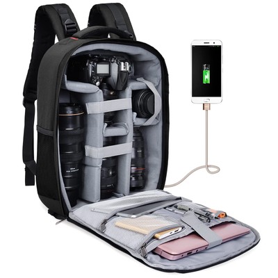 Camera Backpack Professional DSLR Bag with USB Charging Port Rain Cover, Phot...
