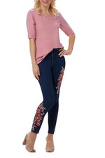 Martha Stewart Women's Embroidered 5-Pocket Ankle Jeans DrkwshPoppy