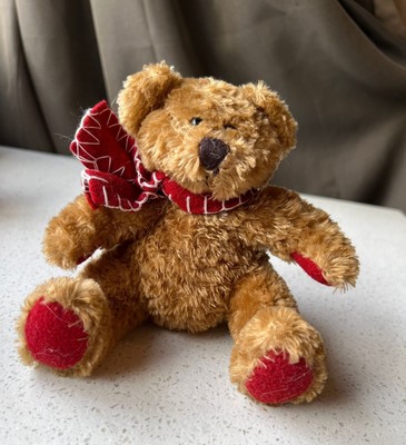 Atrium Buying Corp Teddy Bear with Red Wool Scarf & Paw Pads Sitting Brown Gift