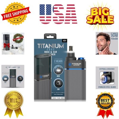 Titanium Edge Ear & Nose Trimmer   Dual Rotary Blade Heads with Light   Water...