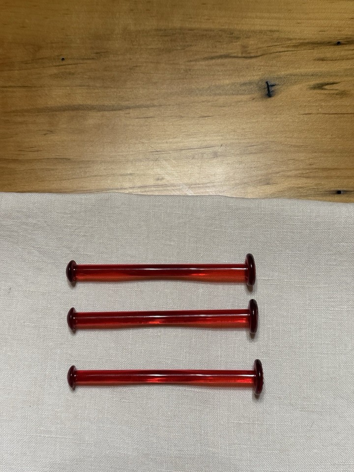Vintage 1950s Red Glass Cocktail Swizzle Sticks Barware Set of 3