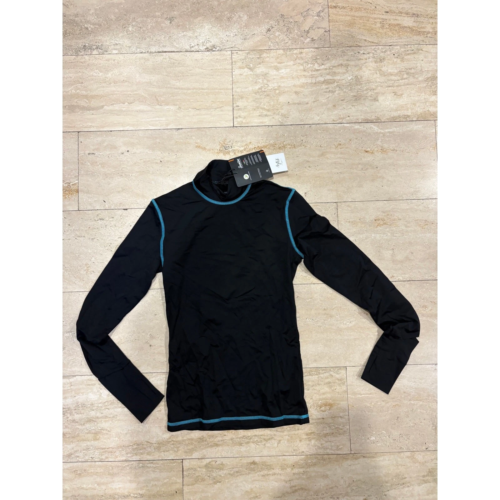 NWT Aztech Mountain Next To Skin Mock Neck Base Layer Top Space Black Women's S