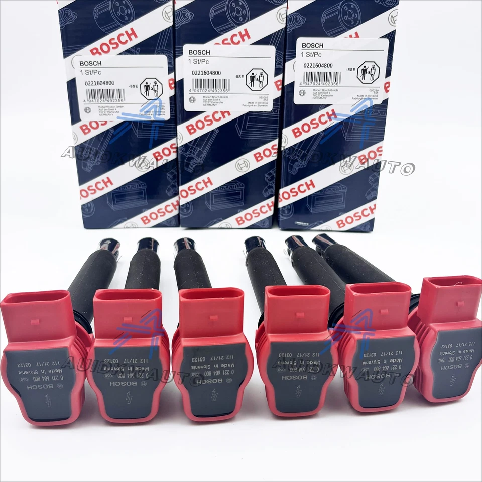 BOSCH OEM Set of 6 Ignition Coils Kit for Audi A6 A8 Quattro Q7 R8 S5 VW Touareg - Image 3 of 4