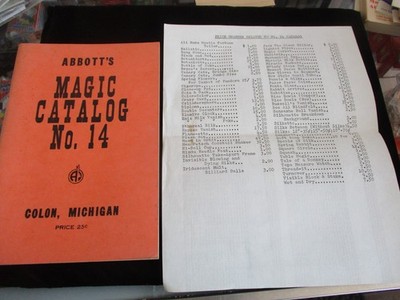 Vintage Abbott Magic Company Catalog #14 With Price List
