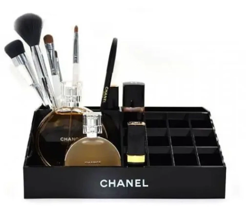 Chanel Makeup Organizer Aufbewahrungsbox mit 12 Fächern & Fächern Schwarz