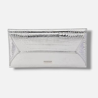 Aquazzura Women's Silver Leather Coco Mirror Clutch Purse Bag