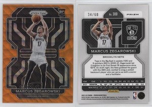 2021-22 Panini Prizm Orange Wave Prizm /60 Marcus Zegarowski #300 Rookie RC