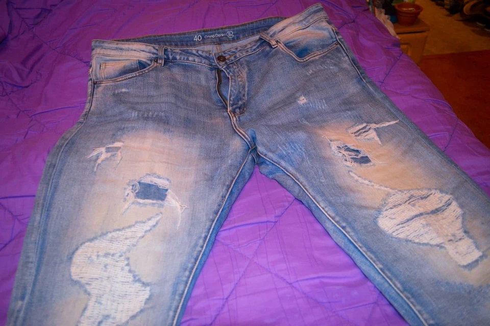 Crysp Denim Jeans Hose 40x32 , Geil Und Rockig,Vom Hersteller So Gewollt - Bild 3 von 3