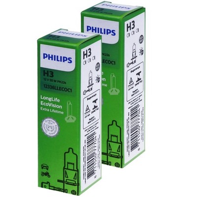 H3 PHILIPS LongLife EcoVision - 12336LLECO Scheinwerfer Lampe - DUO-Pack NEW