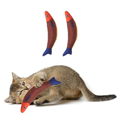 2Pcs Fish Shaped Bite Resistant Catnip Cat Chew Playing Orange Blue