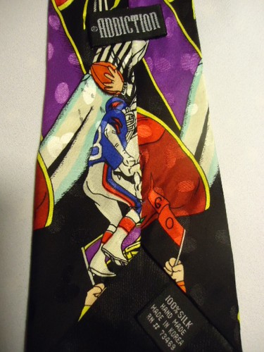 Addiction Black Green Red Purple Football Silk Tie 57" Helmet - Picture 3 of 3