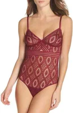 Else Lace Thong Burgundy Bodysuit1 L68605 Size Small
