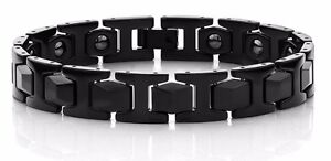 Details about  / Mens Black Tungsten Power Magnets Therapy Link Bracelet Energy Bangles Wristband