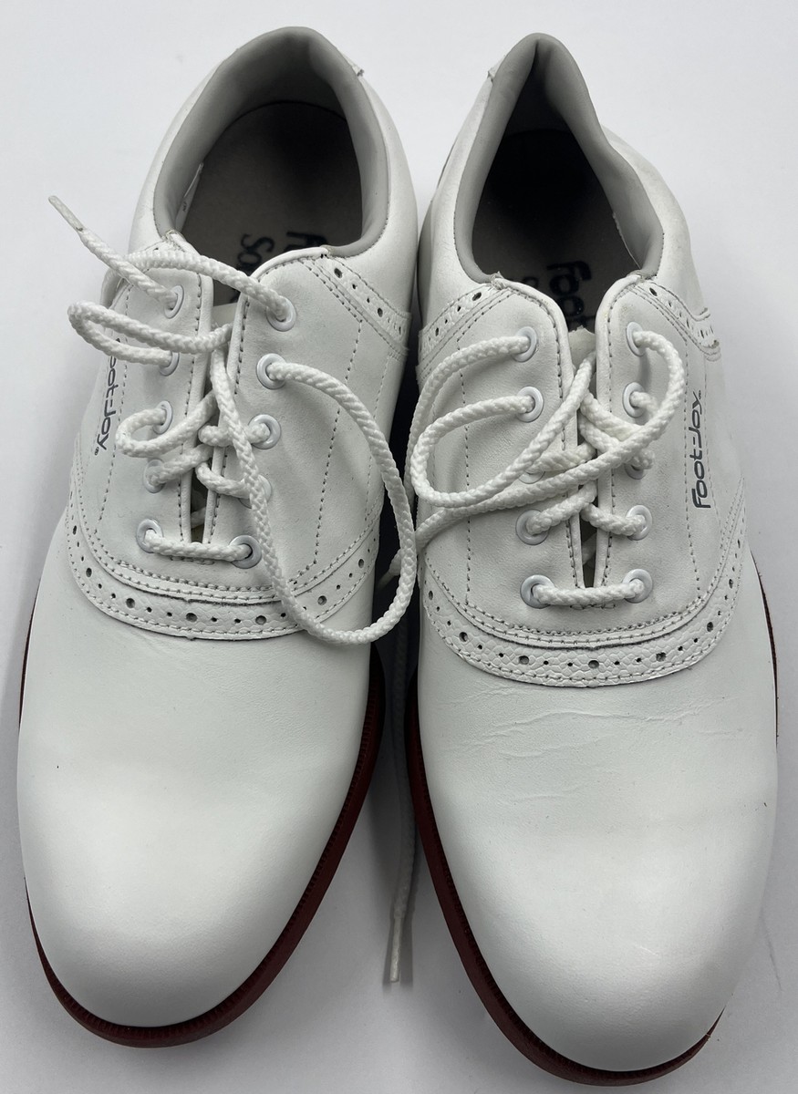 Footjoy Softjoy Mens White Golf Shoes 7.5 Spikes Cleats Style