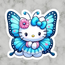 Kitty Cat Cute Fun Blue Butterfly Hello Adorable Glossy Vinyl Sticker Decal Kitty Cat Cute Fun Blue Butterfly Hello Adorable Glossy Vinyl Sticker Decal