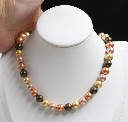 FASHION 10 mm South Sea Candy Color M326 shell orb pearl NECKLACE 18" - Picture 1 of 7