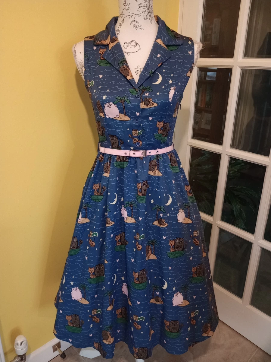 Lindy Bop Matilda Owl Pussycat Print Swing Dress Size 8 10 eBay