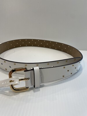 NEW MICHAEL KORS LEATHER BELT WHITE COLOR W GOLD
