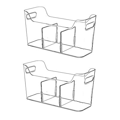 Tall Narrow Clear Bins with Dividers Plastic Containers for Organizing Kitche...