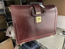 Leather Briefcase VTG Large Top Grain Cowhide Burgundy Presto Combination Lock