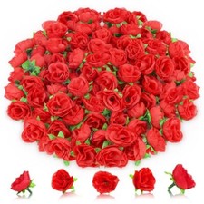 100pcs Mini Red Roses Artificial Flowers 1.3inch Small Red Rose Head A Red