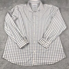 Mizzen Main Leeward Collection Shirt Mens 2XL Trim Fit Blue Check Long Sleeve