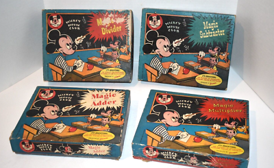 Vintage 1950's Set 4 Walt Disney Mickey Mouse Club Battery Math