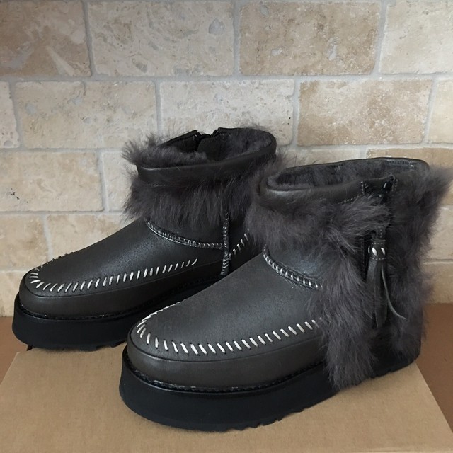 ugg fluff punk ankle boot black
