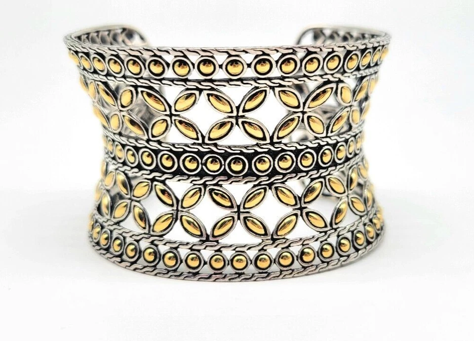 Brazalete John Hardy Batu Kawung de plata de ley 925 de oro amarillo de 18 quilates