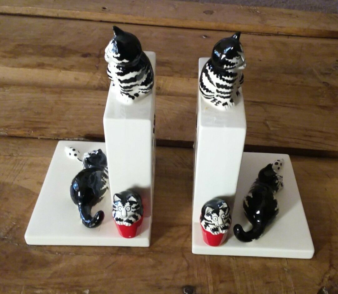 Kliban Ceramic Cats Bookends Made by Taste Setter Sigma in Kliban Ceramic Cats Bookends Made by Taste Setter Sigma in
