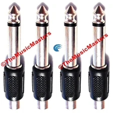 (4) 1/4" Male Mono Plug to Single RCA Jack (F) Audio Cable Cord Adapter VWLTW