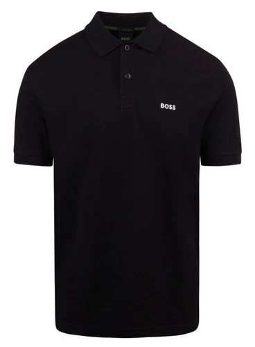 HUGO BOSS Polo Shirt Mens 2XL Piro Cotton Pique Top Black