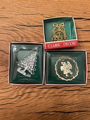 VTG Silvestri Christmas Ornaments Classic Decor 3D Bent Metal Lot Of 3