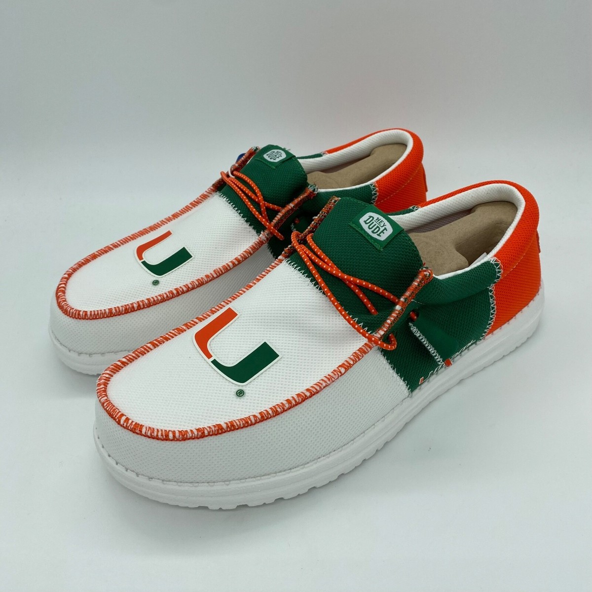 Hey Dude Men's Wally Tri U of Miami Hurricanes Shoes Orange Green