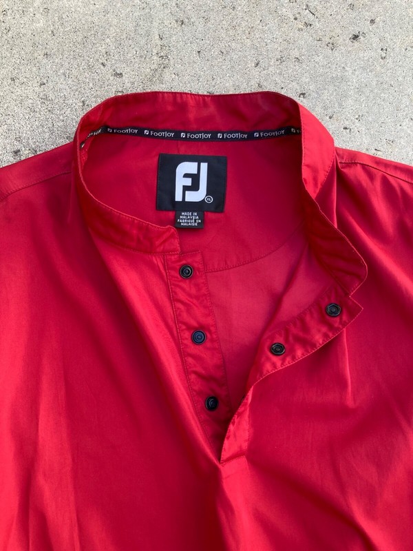 Men's Footjoy Golf Windbreaker Shell Pullover Collared Vest - XL - 1/4 Snap -Red