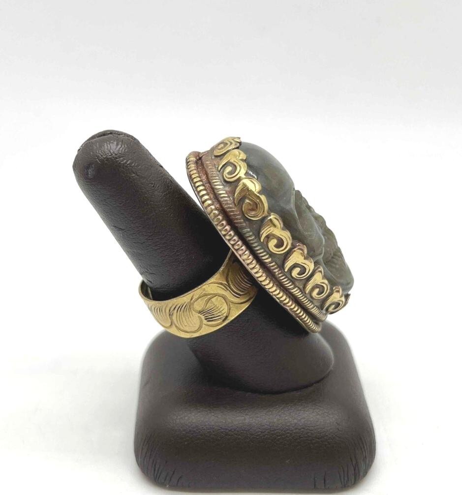 LARGE SKULL FACE LABRADORITE GEMSTONE TIBETAN DES… - image 4