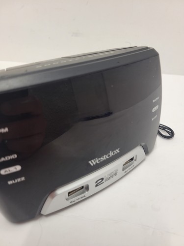 Westclox USB-A Black AM/FM Radio Alarm Clock 80227WM Has Scratches Works - Picture 3 of 11