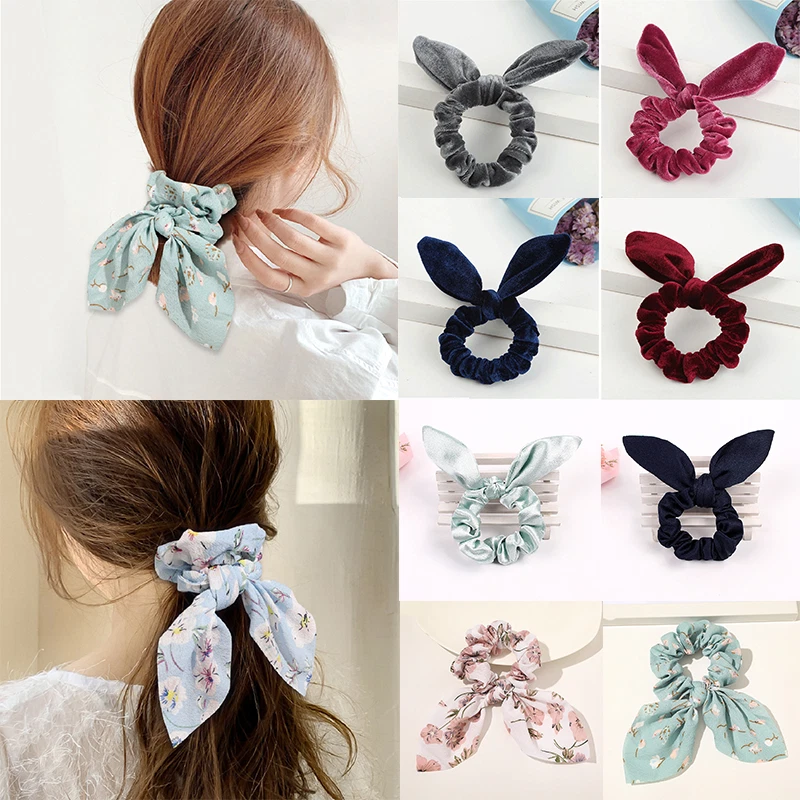 Velvet Bunny Ears Scrunchie Headband Bow Hair bands Hair Accessory uk