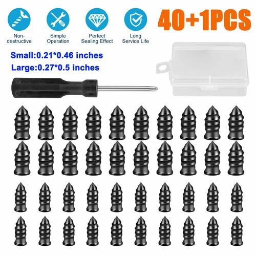 40pcs Tire Repair Rubber Nail Car Tire Repair Screw in Rubber Plug Nail Vacuum - Bild 7 von 9