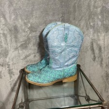 Roper Little Kids Glitter Square Toe Pull On Cowboy Boots Size 3 Blue read