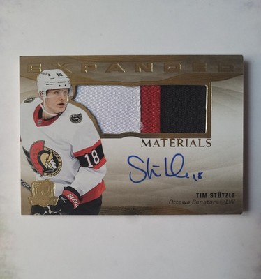 Tim Stützle 2022-23 The Cup Expanded Materials Auto Patch /25 3 Color Senators