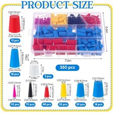 350 Pcs Rubber Plugs - Silicone Tapered Plug Kit for Coating