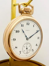 1922 Elgin 16S 15J Grade 313 Display Clear Back Pocket Watch Runs