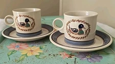 2 Epoch Turn of the Century American Decoy DUCKS Cup and Saucer Sets