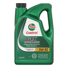 Castrol GTX High Mileage 5W-30 Synthetic Blend Motor Oil, 5 5 Quarts, Amber