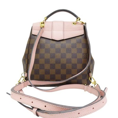 LOUIS VUITTON Clapton Backpack Brown Damier Ebene Pink Calfskin