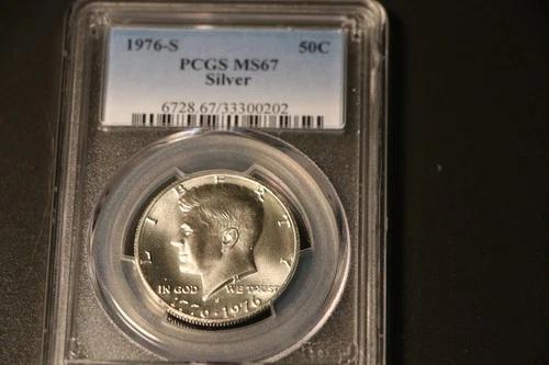 1976 -S Silver Kennedy Half Dollar PCGS MS67 Gem Brilliant Beauty