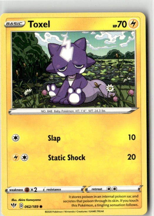 2020 Pokemon Sword & Shield Darkness Ablaze Toxel 62/189