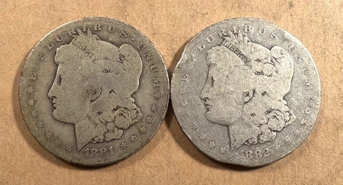 1881-O & 1882 Morgan Silver Dollar - Circulated- Lot (2)